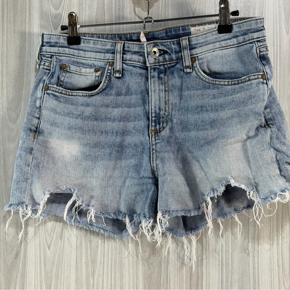 Rag & Bone Dre Low-Rise Denim Shorts Boyfriend‎ Distressed Cut Offs Women Sz 26